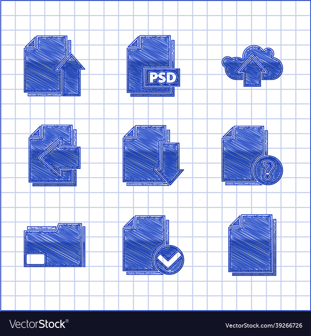 Set document with download and check mark vector image Set document with download and check mark