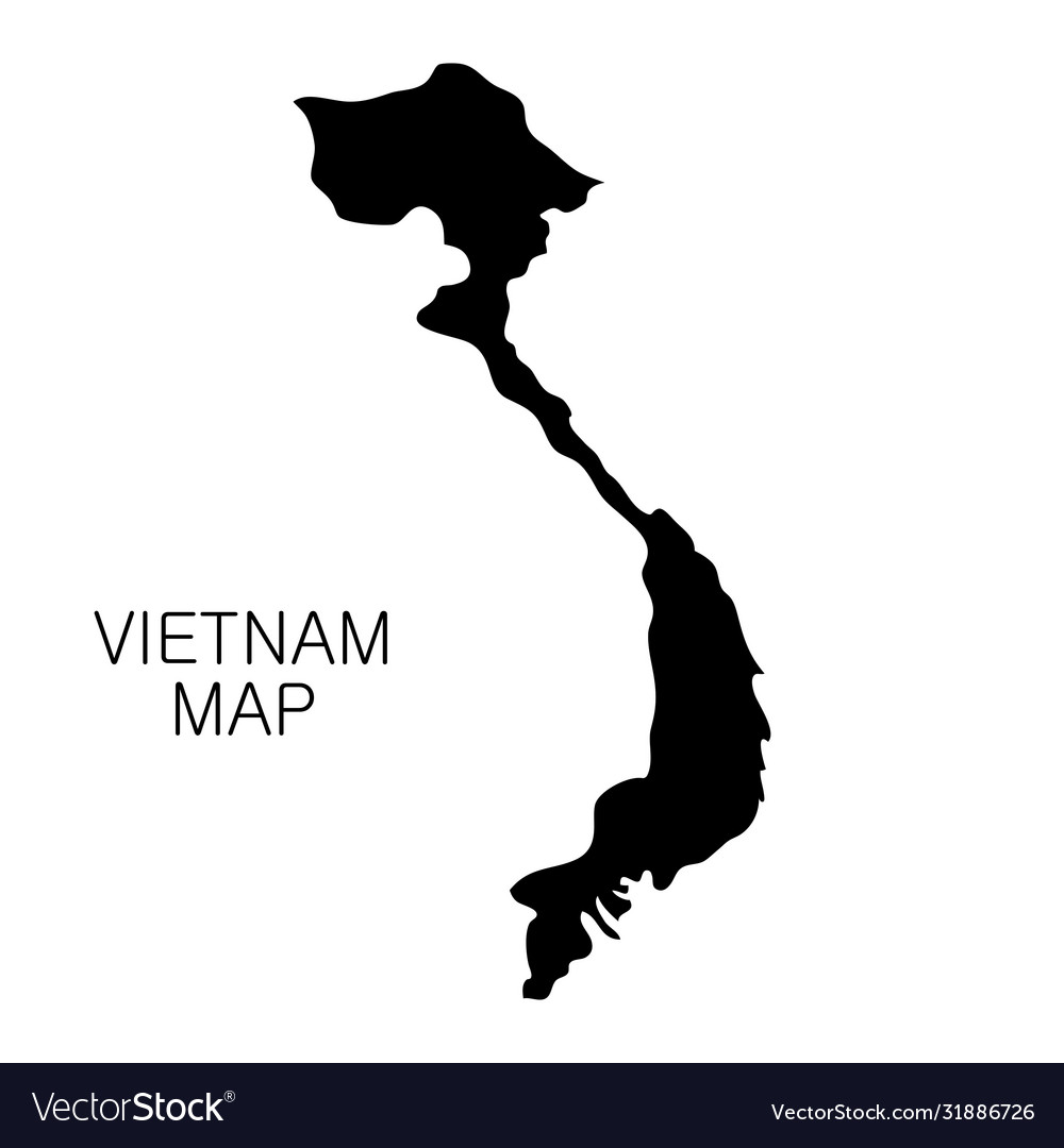 Vietnam map and country name isolated on white