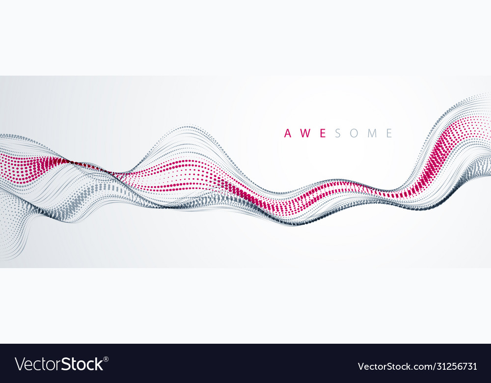3d particles mesh array sound wave flowing round