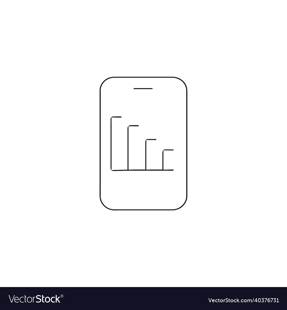 Chart on mobile phone thin line icon analytics