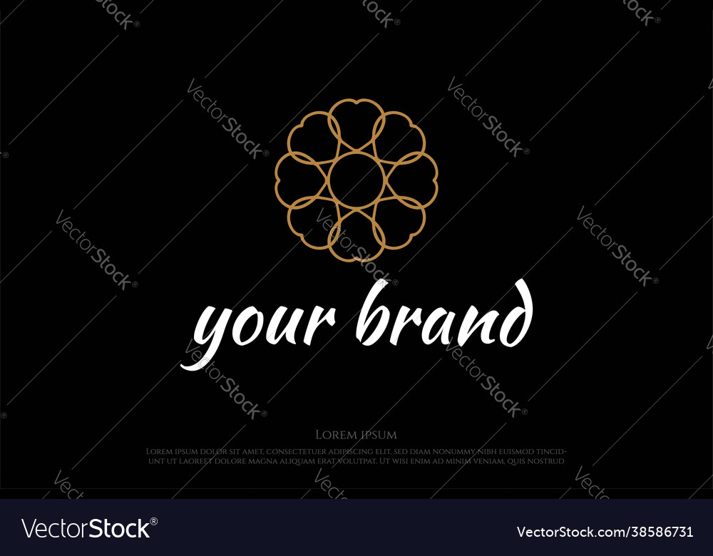 Circle elegant golden luxury flower line pattern vector image Circle elegant golden luxury flower line pattern