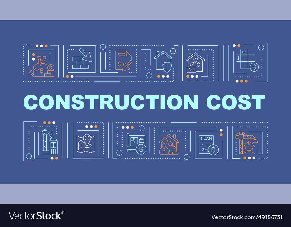 Construction cost text with thin linear icons