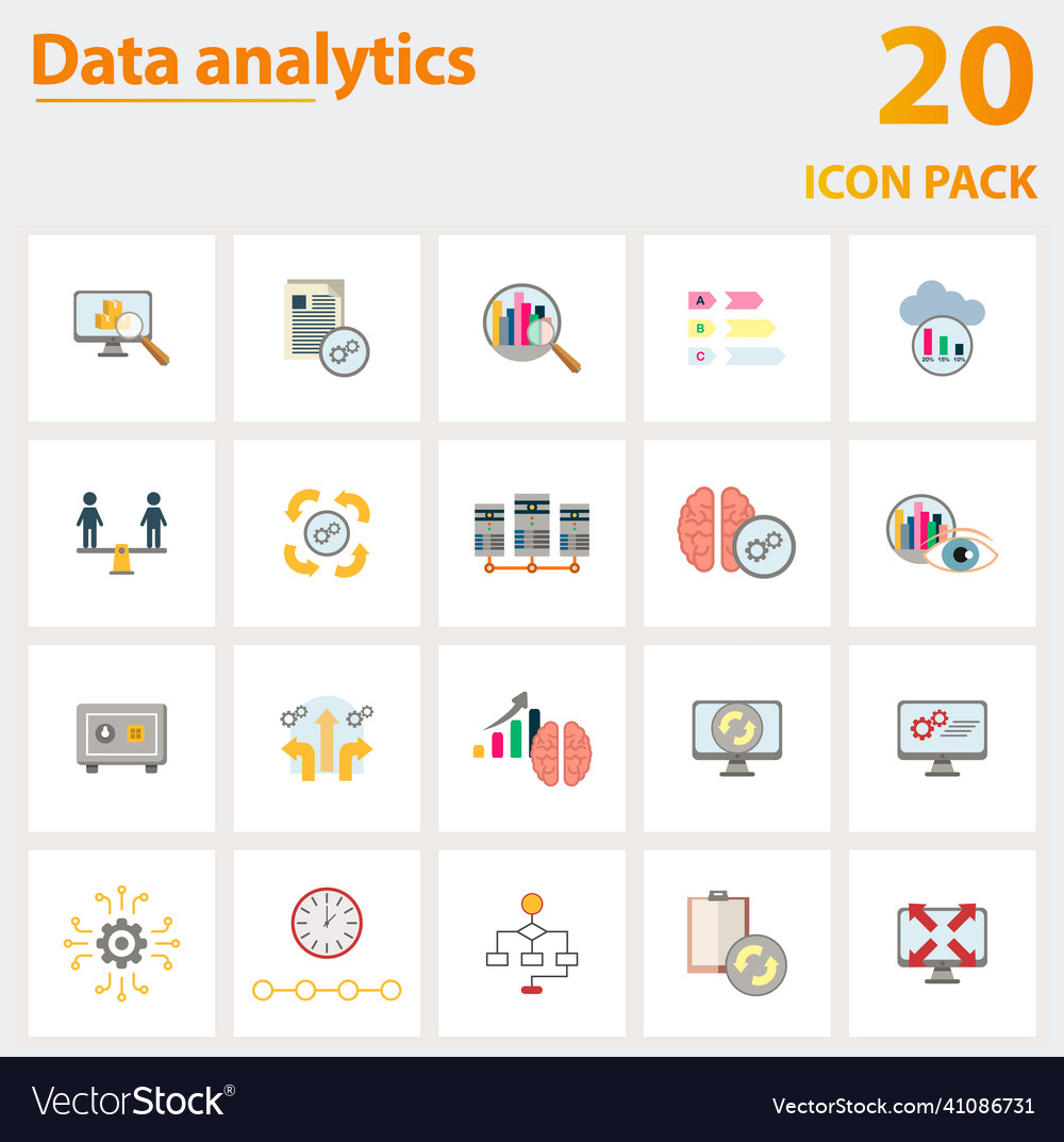Data analytics icon set collection of simple vector image Data analytics icon set collection of simple
