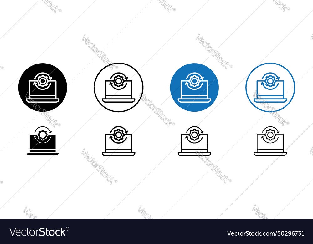 Data processing icon set laptop process