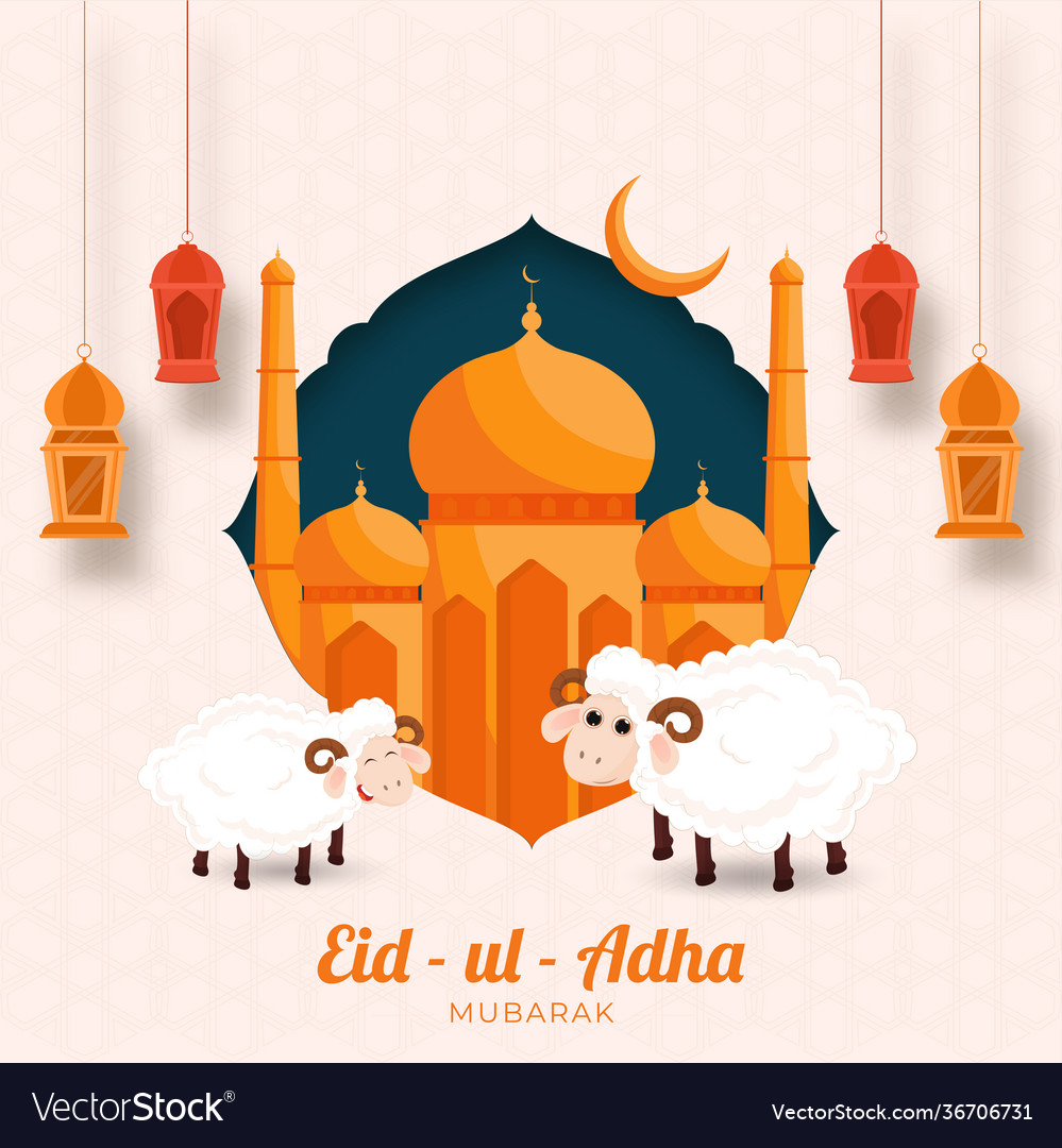 Eid-ul-adha mubarak poster design with two Vector Image