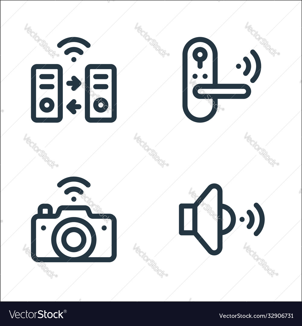 Internet things line icons linear set quality vector image Internet things line icons linear set quality