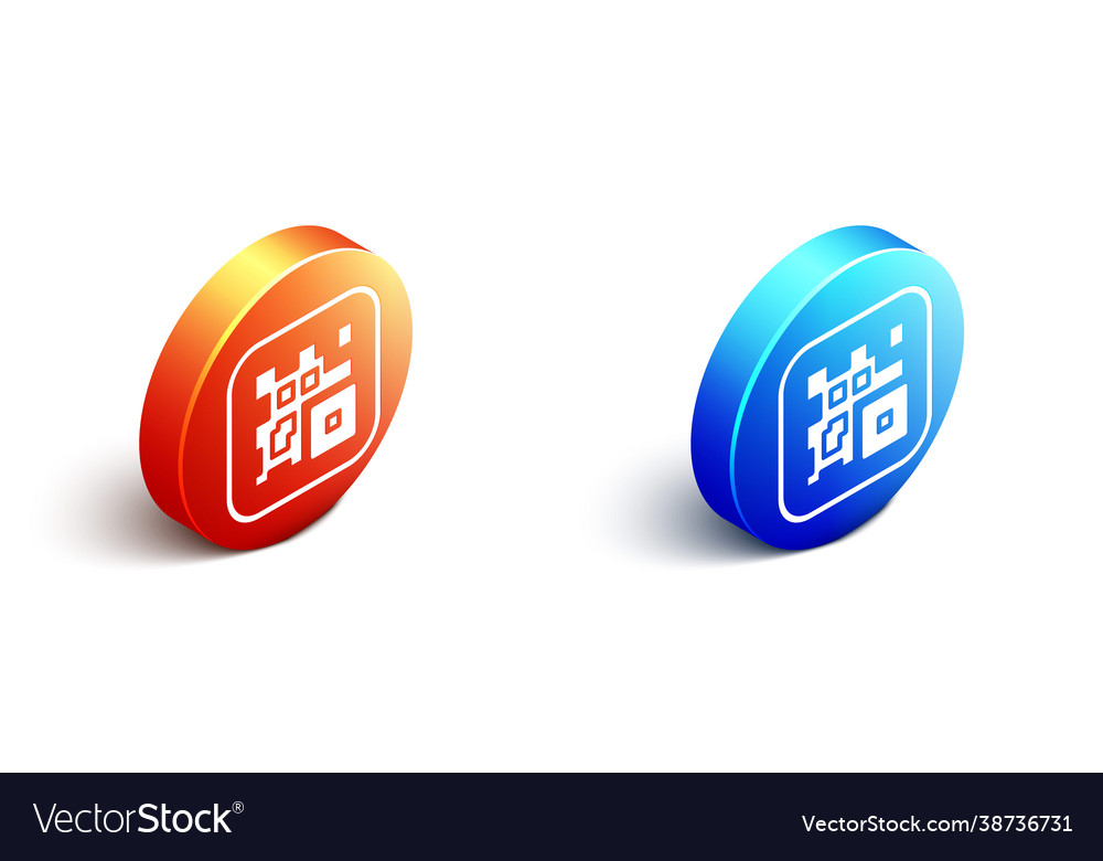 Isometric qr code sample for smartphone scanning vector image Isometric qr code sample for smartphone scanning