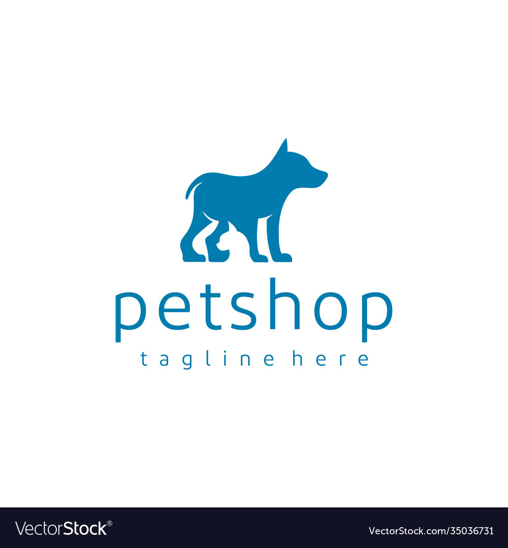 Negative space dog and cat for pet shop logo vector image Negative space dog and cat for pet shop logo