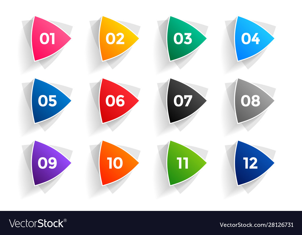 Numbered Bullet Points - 1 to 12