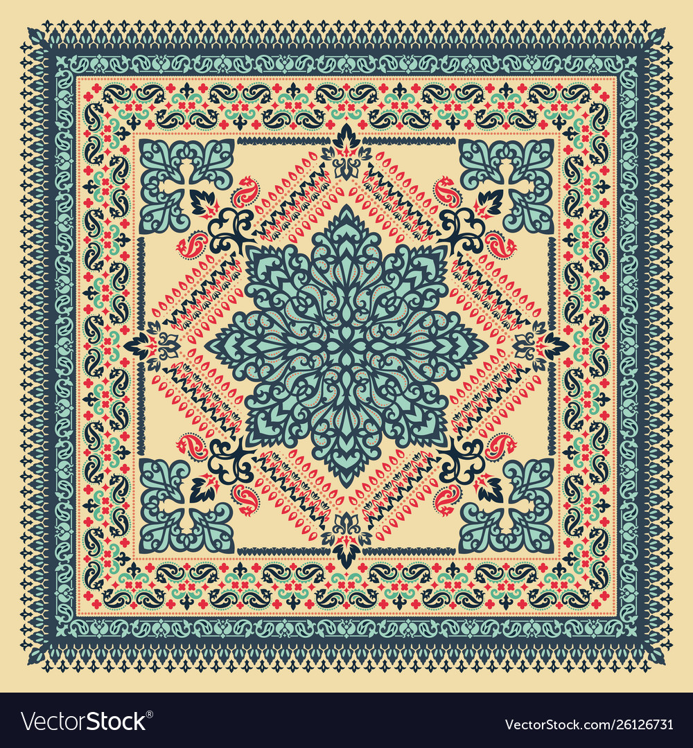 Ornament paisley bandana print seidenhals vector image Ornament paisley bandana print seidenhals