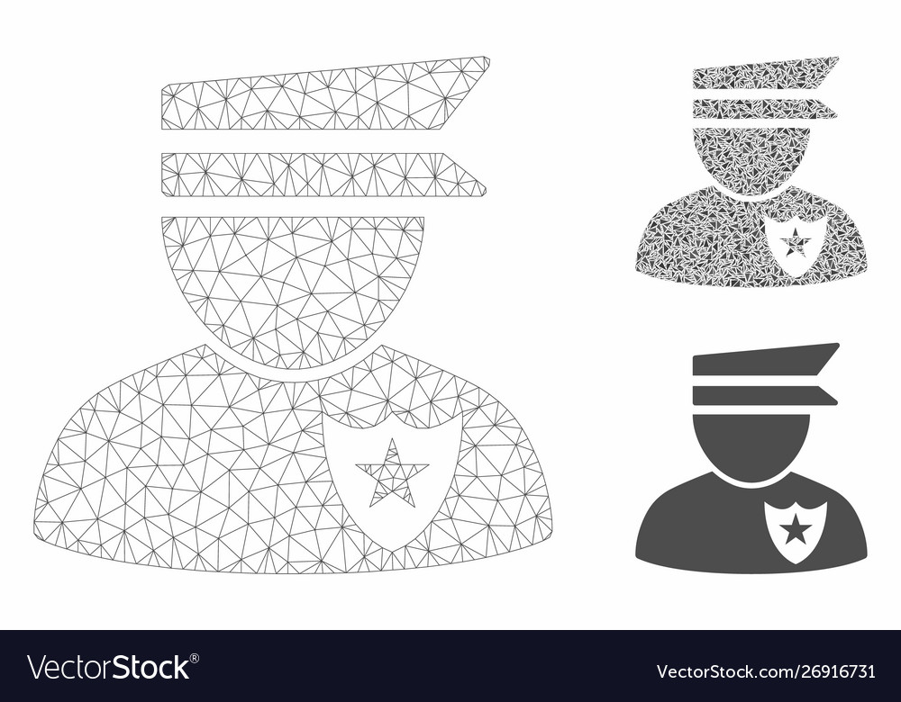 Policeman mesh network model and triangle vector image Policeman mesh network model and triangle