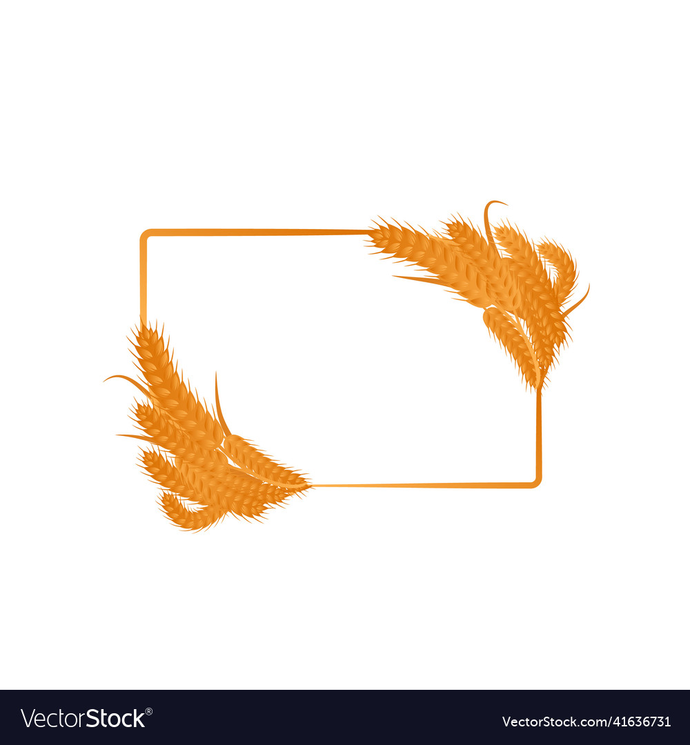 Rectangular orange frame with ears of wheat Vector Image Rectangular orange frame with ears of wheat