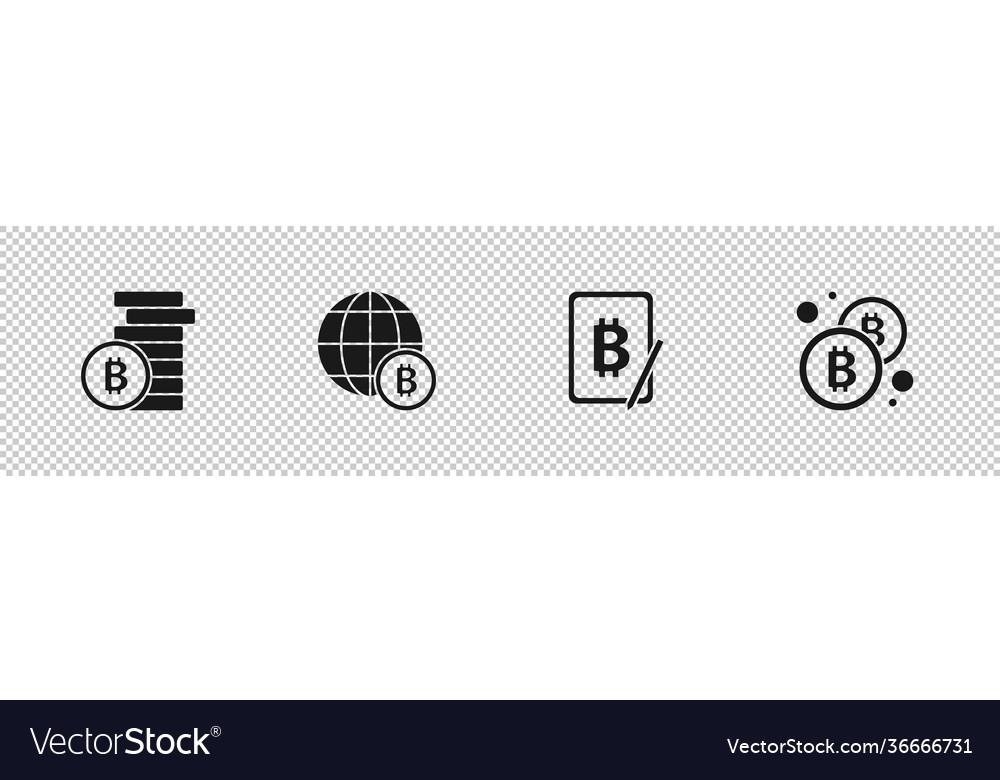 Set bitcoin globe mining from tablet vector image Set bitcoin globe mining from tablet