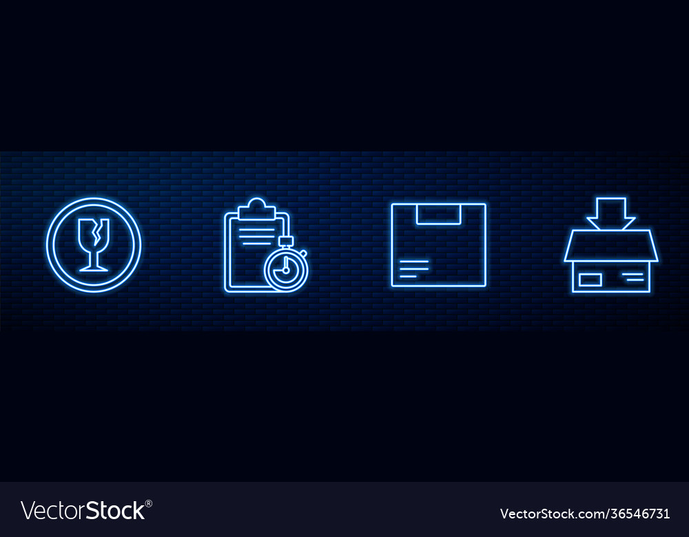 Set line carton cardboard box fragile broken vector image Set line carton cardboard box fragile broken