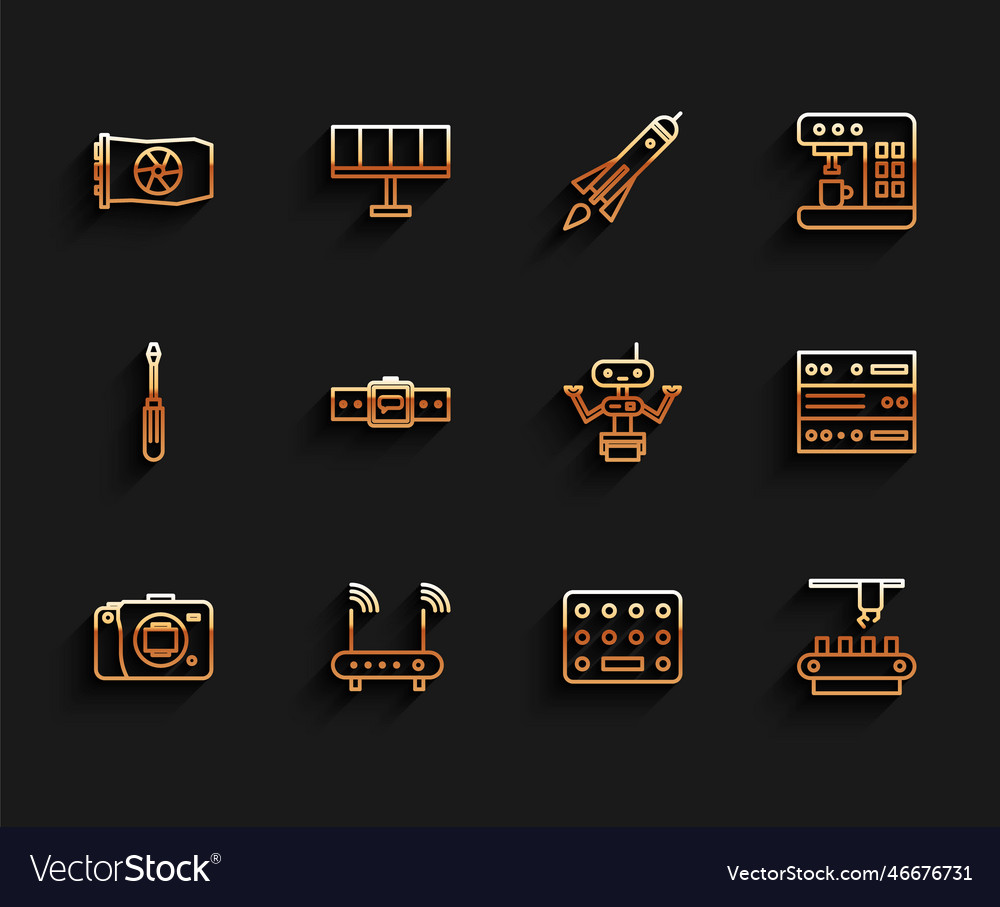Set line mirrorless camera router and wi-fi vector image Set line mirrorless camera router and wi-fi
