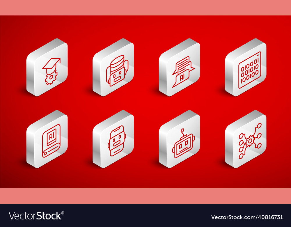Set line neural network artificial intelligence vector image Set line neural network artificial intelligence