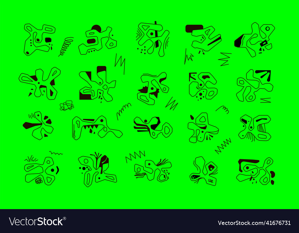 Set of abstract objects unusual shapes