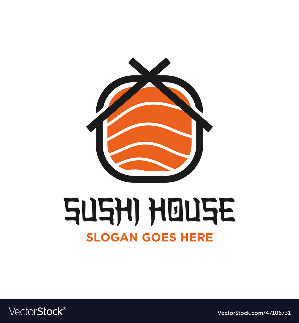 Sushi house logo design Royalty Free Vector Image