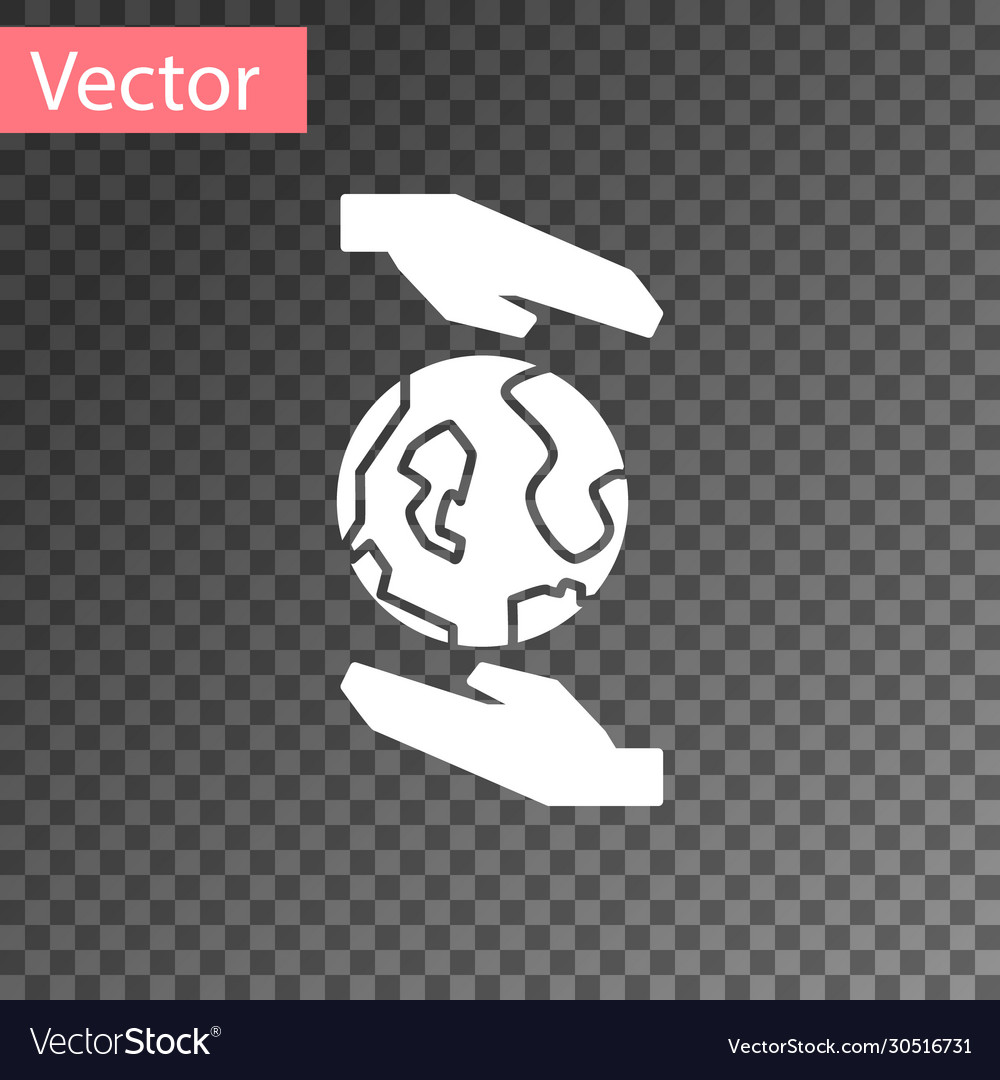 White Human Hands Holding Earth Globe Icon Vector Image