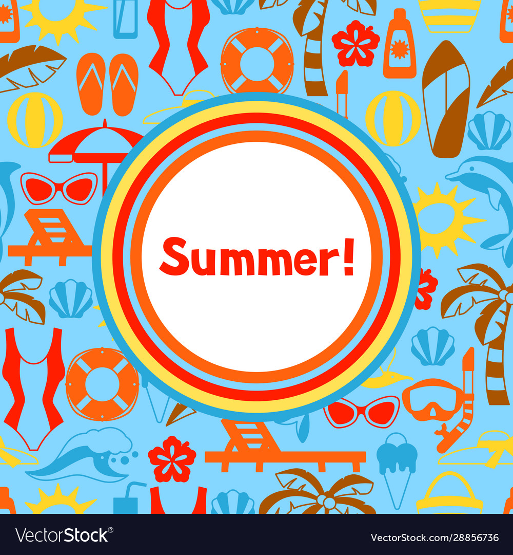 Background with summer and beach objects vector image Background with summer and beach objects