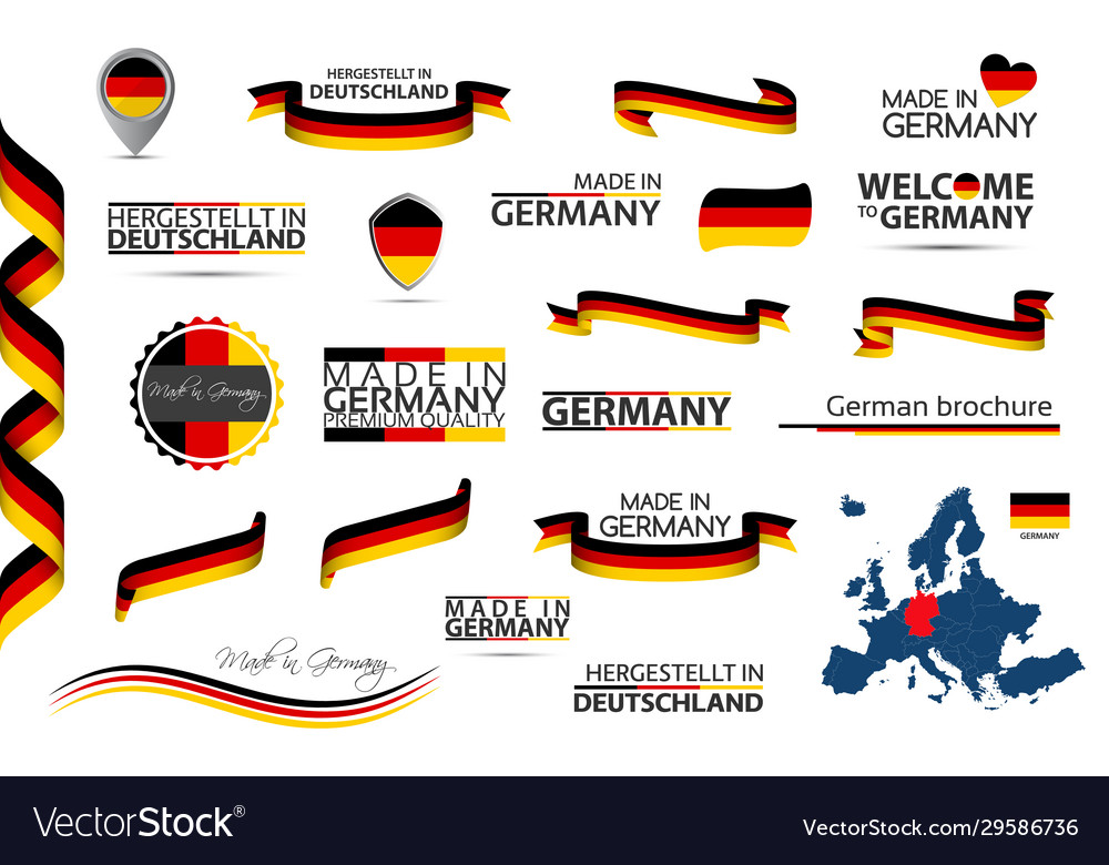 Big set german ribbons symbols icons and flags Vector Image