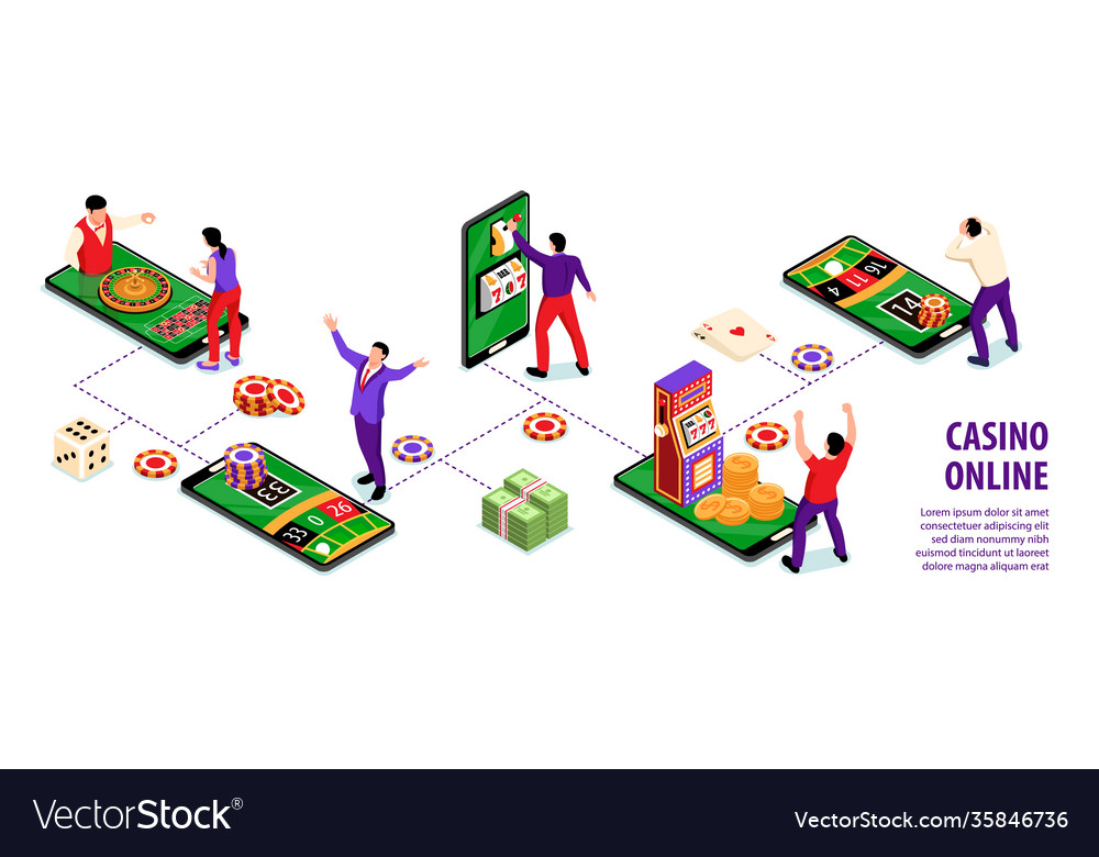 Casino online isometric infographics vector image Casino online isometric infographics