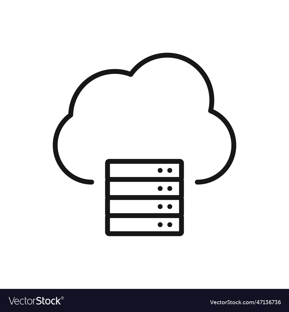 Editable icon of cloud computing server isolated vector image Editable icon of cloud computing server isolated