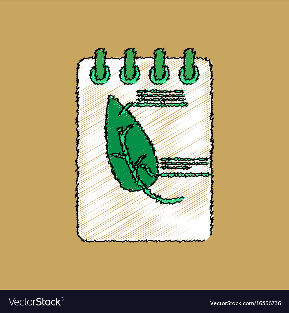 Flat shading style icon notebook and leaf