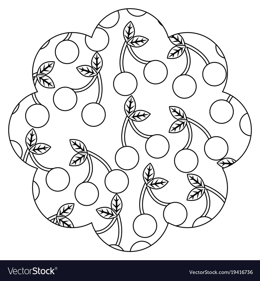 Frame with cherries pattern background