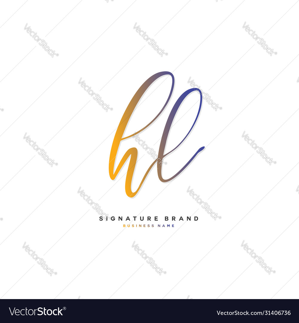 H l hl initial letter handwriting and signature Vector Image