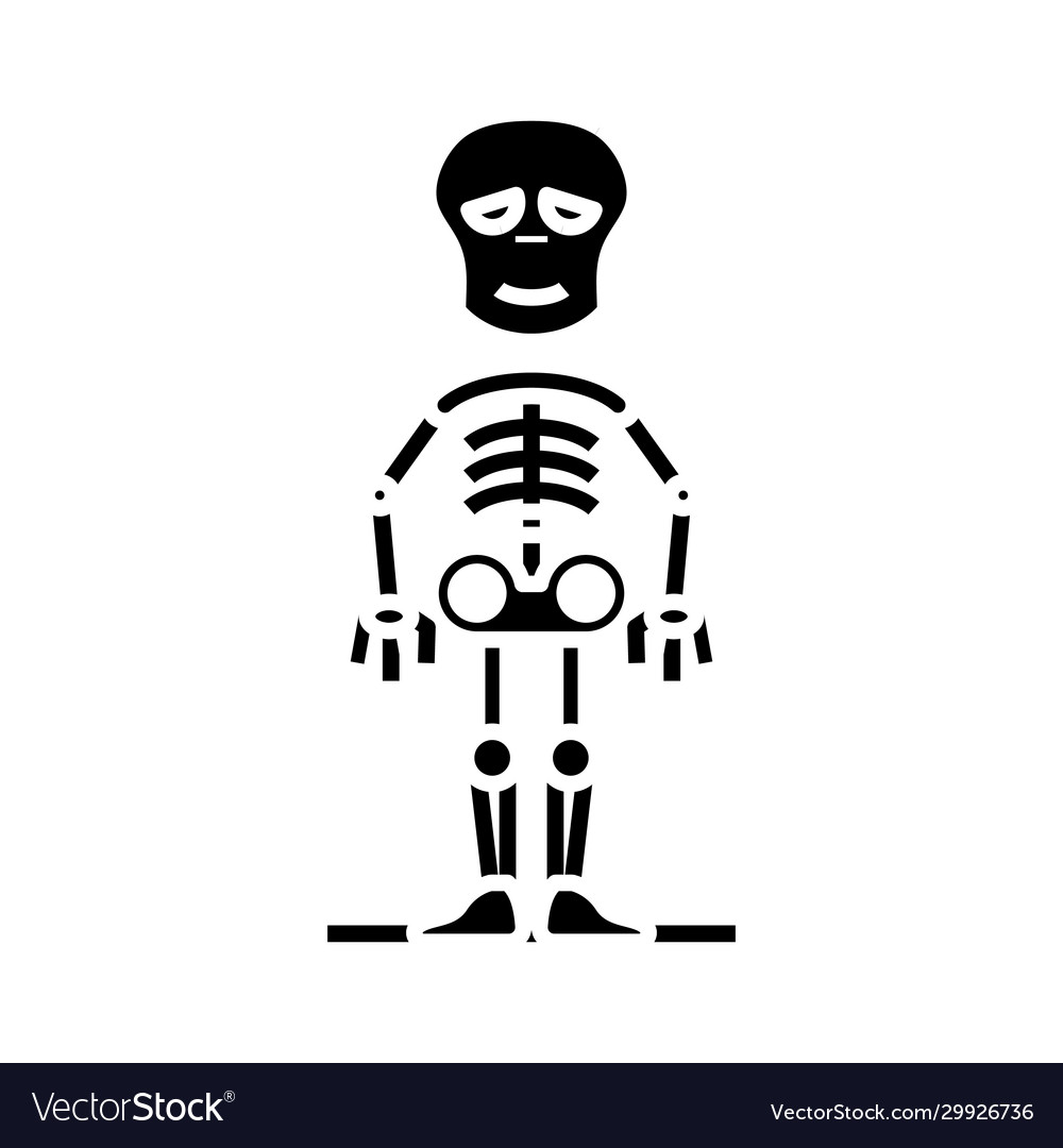 Horror skeleton black icon concept