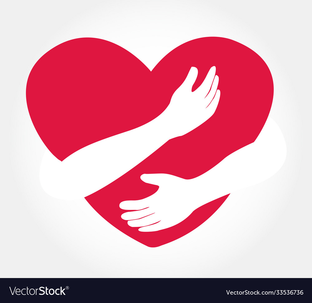 Hugging heart hug yourself Royalty Free Vector Image