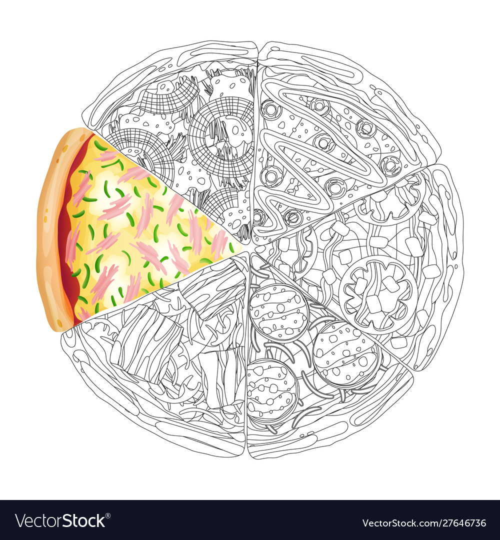 Pizza from different slices top view isolated on Vector Image