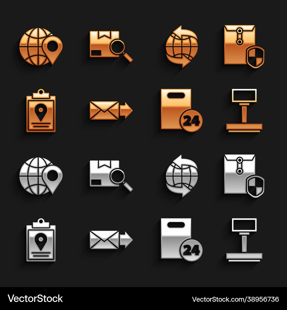 Set envelope with shield scale delivery Royalty Free Vector