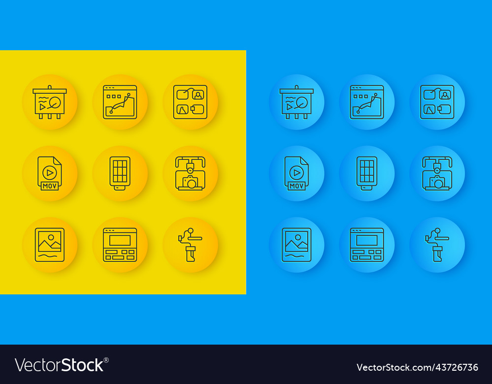 Set line photo frame mov file document softbox vector image Set line photo frame mov file document softbox