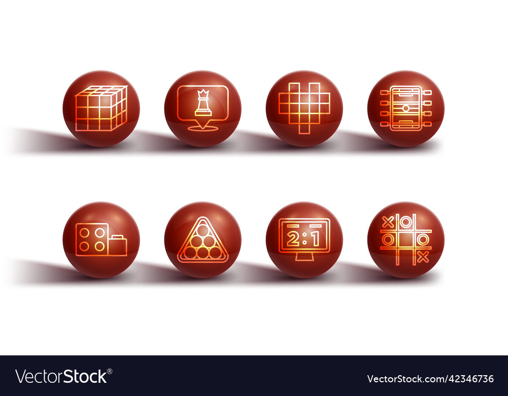 Set line rubik cube toy building block bricks vector image Set line rubik cube toy building block bricks