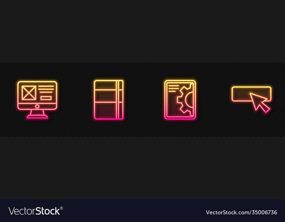Set line web development ui or ux design vector image Set line web development ui or ux design