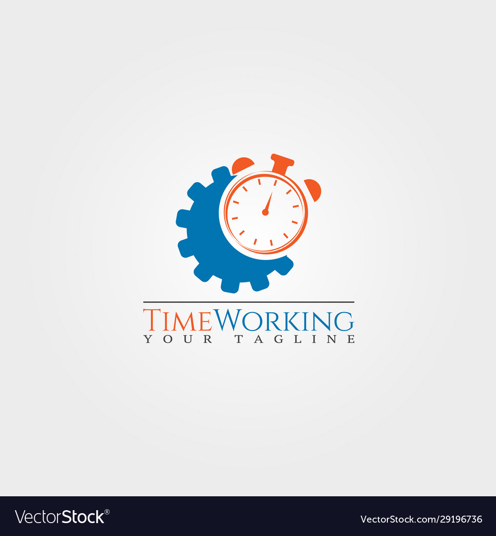 Time Working Logo Template Gear Logo Clock Vector Image