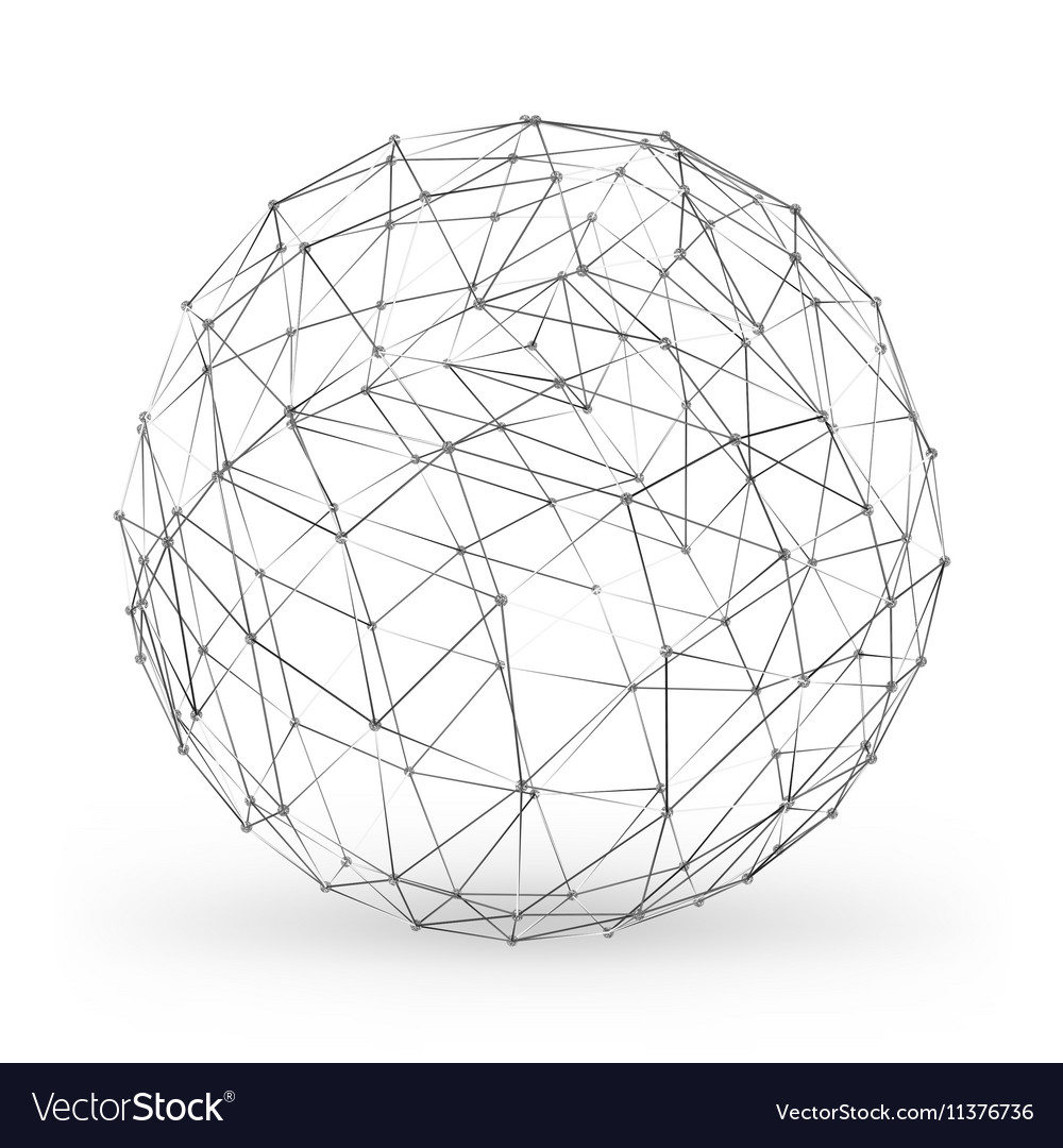 Wireframe polygonal geometric element sphere