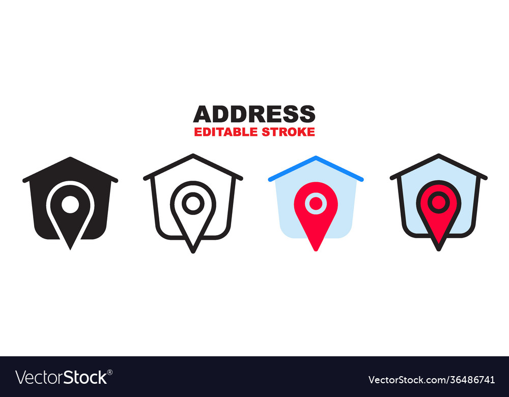 Address icon set with different styles editable