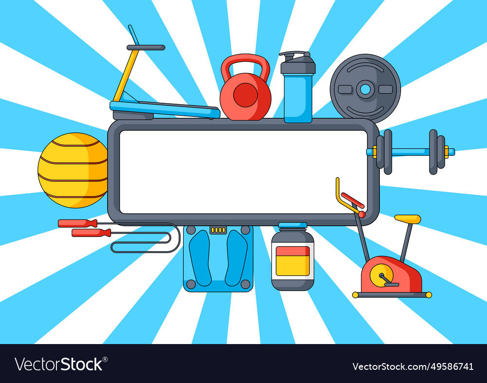 Background with fitness equipment sport vector image Background with fitness equipment sport