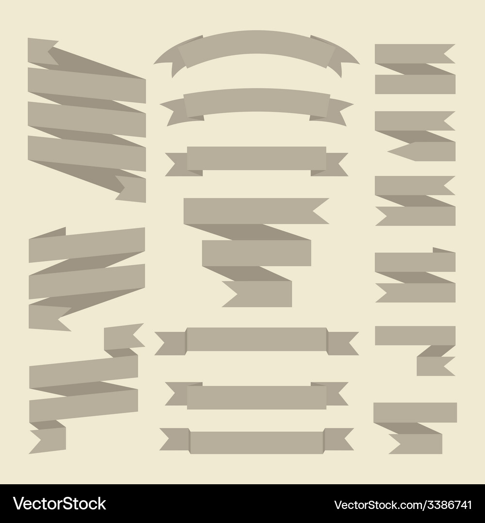Brown Or Gray Ribbons Set Isolated On White Vector Image