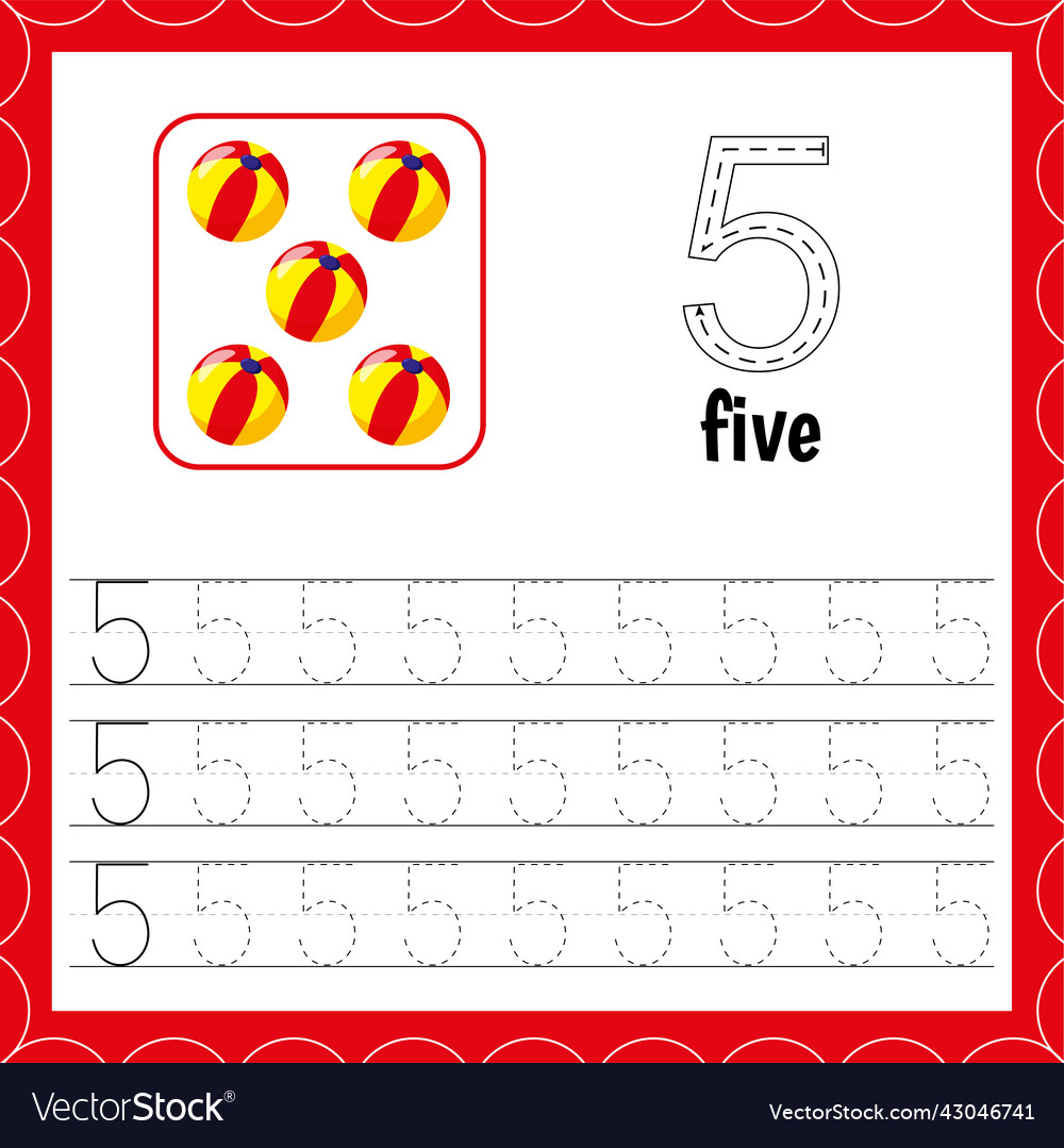 Cards with numbers for children trace the line Vector Image