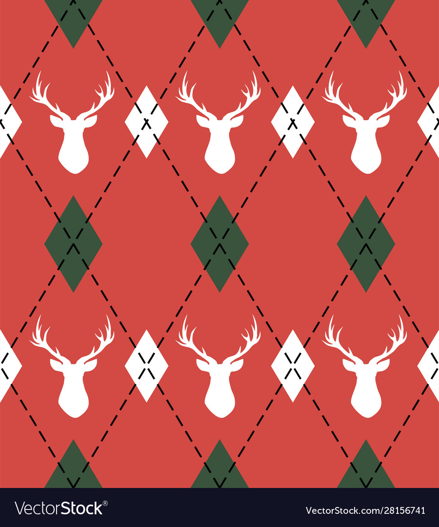 Christmas and new year pattern argyle with deers