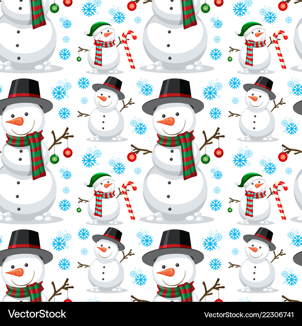 Christmas snowman seamless pattern Royalty Free Vector Image