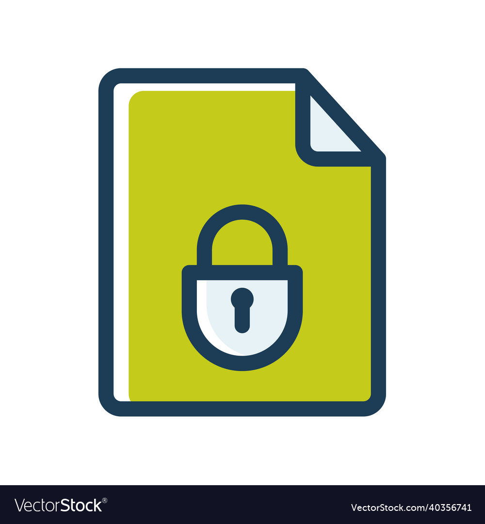 Encrypted document with lock secure single vector image Encrypted document with lock secure single