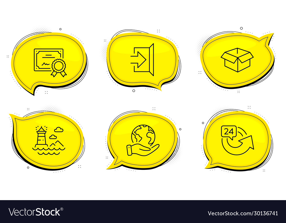 Exit lighthouse and opened box icons set 24 Vector Image Exit lighthouse and opened box icons set 24