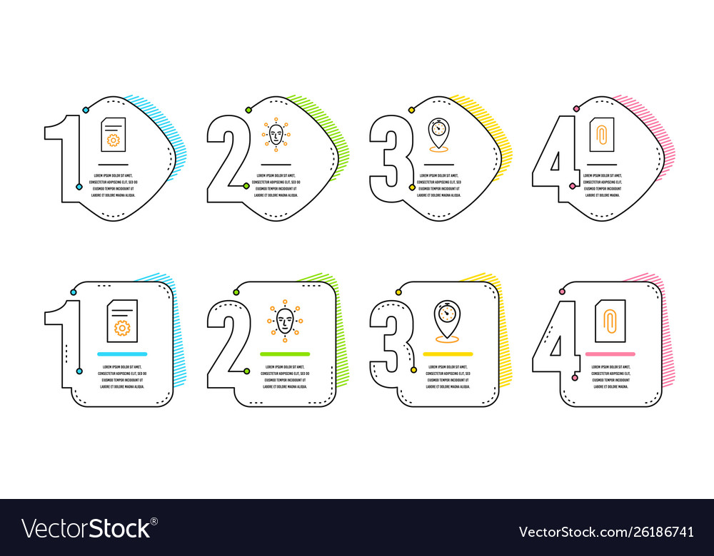 Face bimetrics Datei-Einstellungen und Timer-Symbole Set vector image Face bimetrics Datei-Einstellungen und Timer-Symbole Set