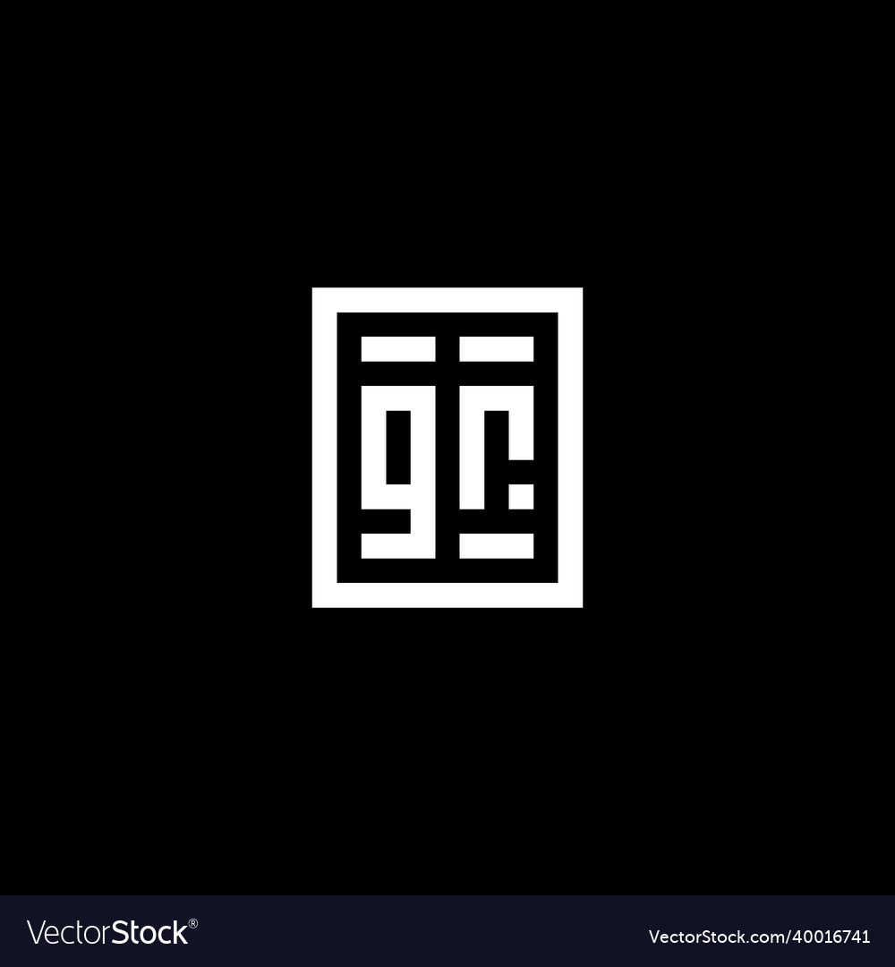 Gr initial logo with square rectangular shape