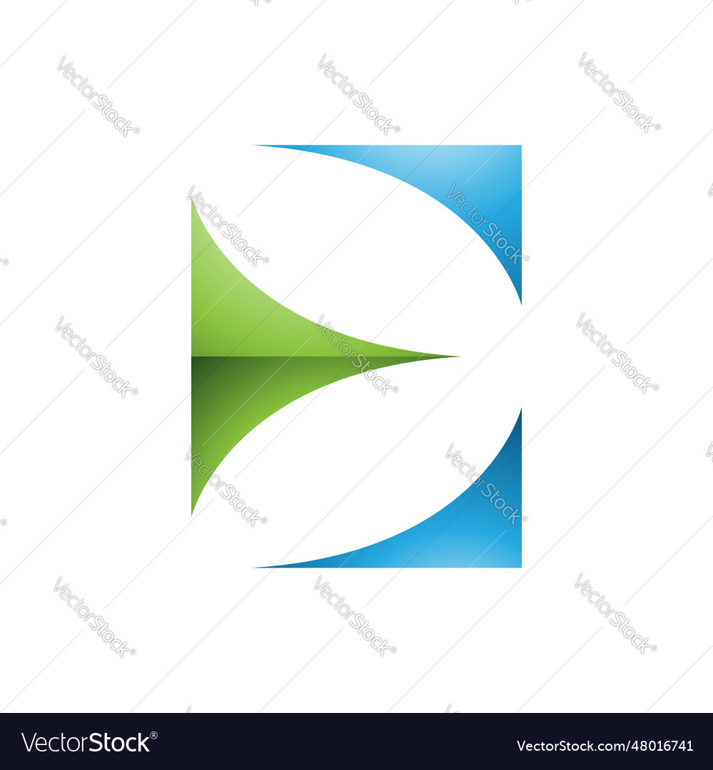 Green and blue glossy uppercase letter e icon